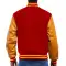 Scarlet Red Wool Body & Bright Gold Leather Sleeves letterman jacket!